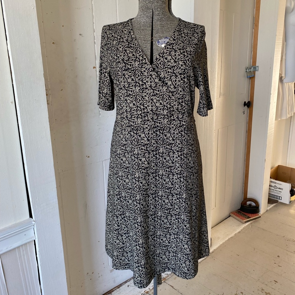Sahalie Geometric Print Faux Wrap Midi Dress